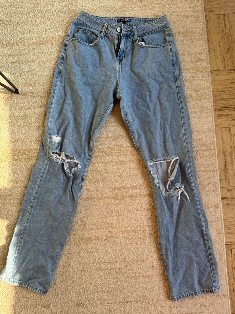 High-Rise Light Blue Distressed Women’s Jeans